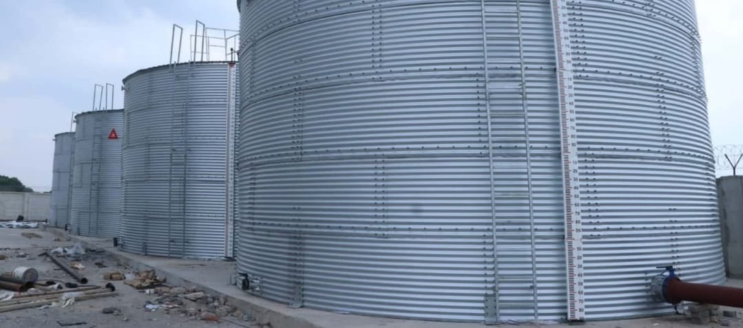 multiple industrial tanks installed at project site